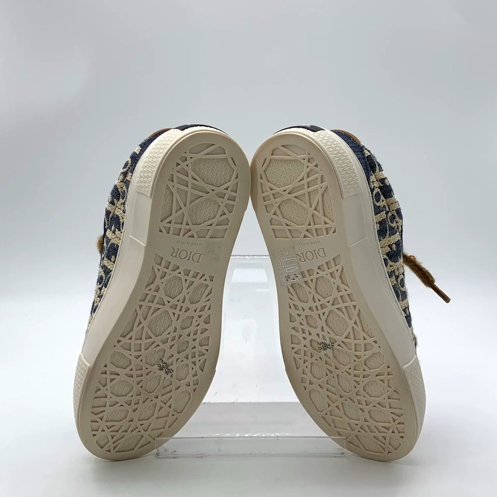 Dior B33 Spin Navy Blue Logo Jacquard All-Over Print Lace-Up Chunky Sneakers