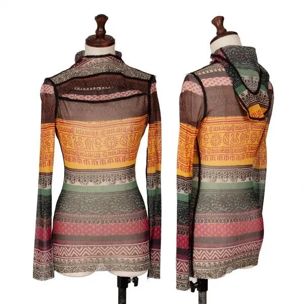 Jean Paul Gaultier Vintage Floral Hooded Mesh Top