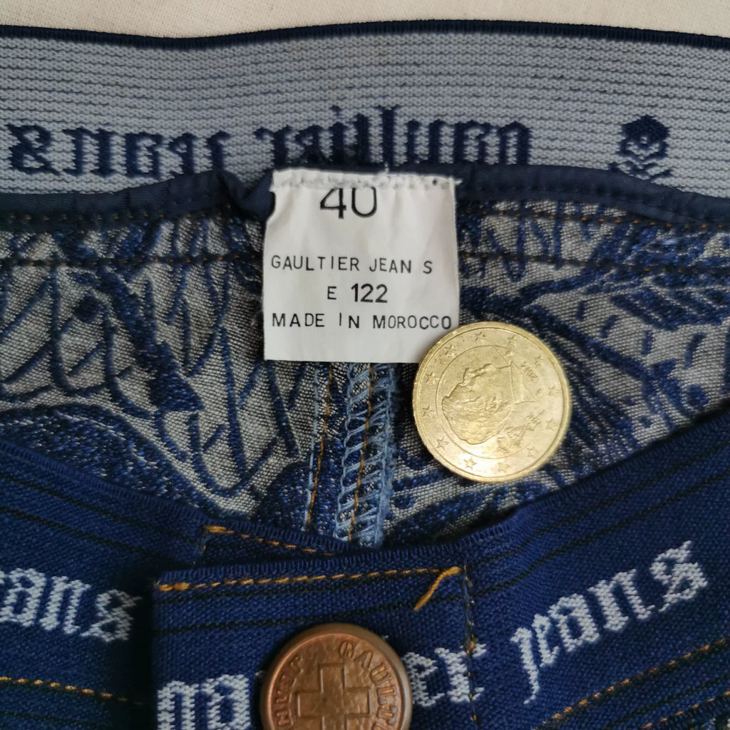 1994 Fall/Winter Jean Paul Gaultier Dragon Slayer Tribal Tattoo Jacquard Jeans