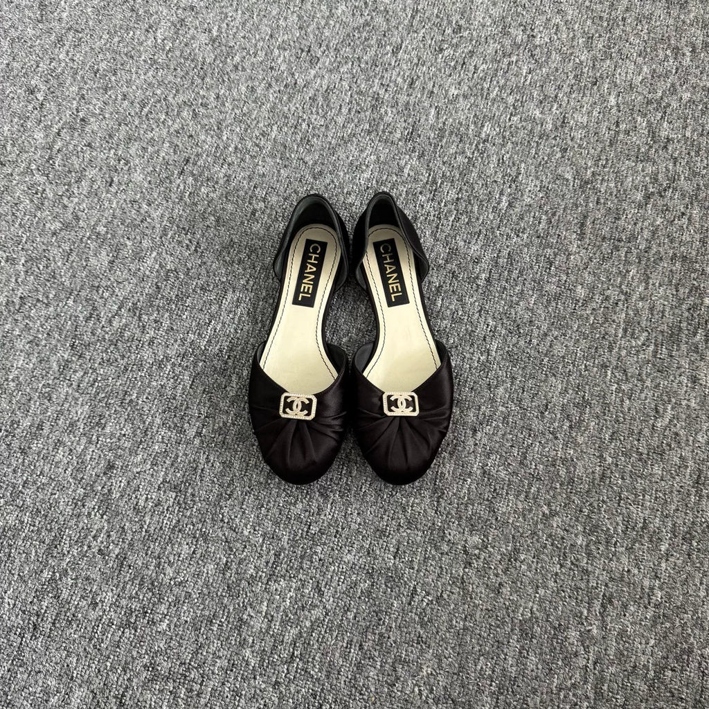Chanel 23C Double C Satin Ballet Flats