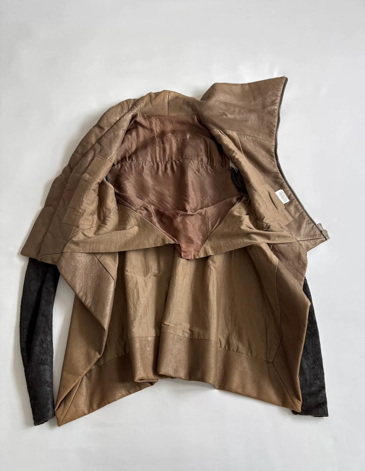 Rick Owens deconstructed irregular distressed leather jacket