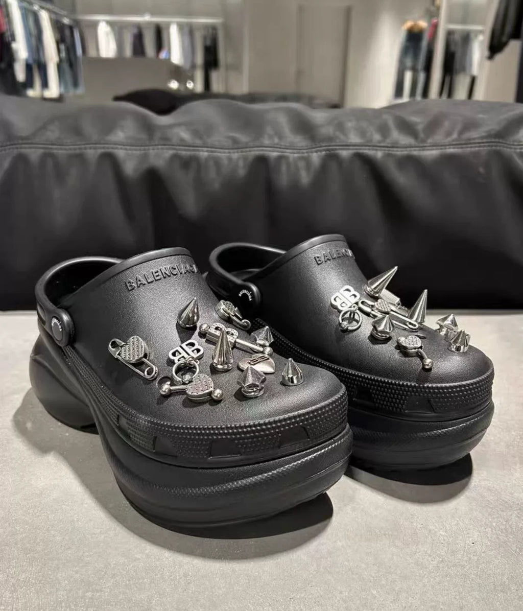 Balenciaga 25 Winter Crocs Punk Clog Shoes