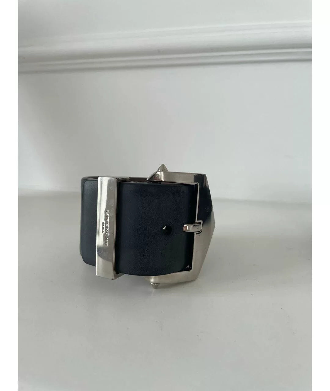 Givenchy Black Leather Wide Cuff Bracelet