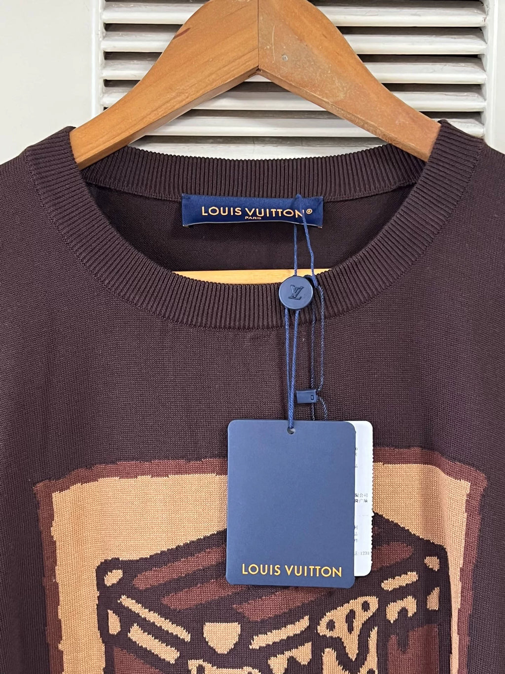 Louis Vuitton Virgil Abloh collaboration brown box logo knit short-sleeve shirt