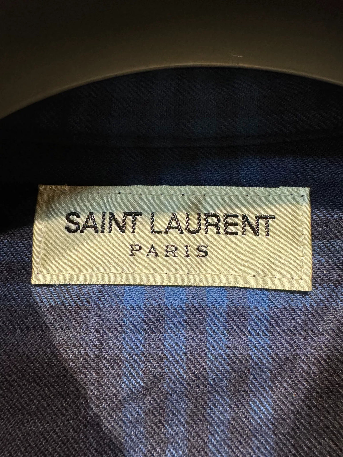 Saint Laurent Navy Blue Plaid Black Button-Down Flannel Shirt