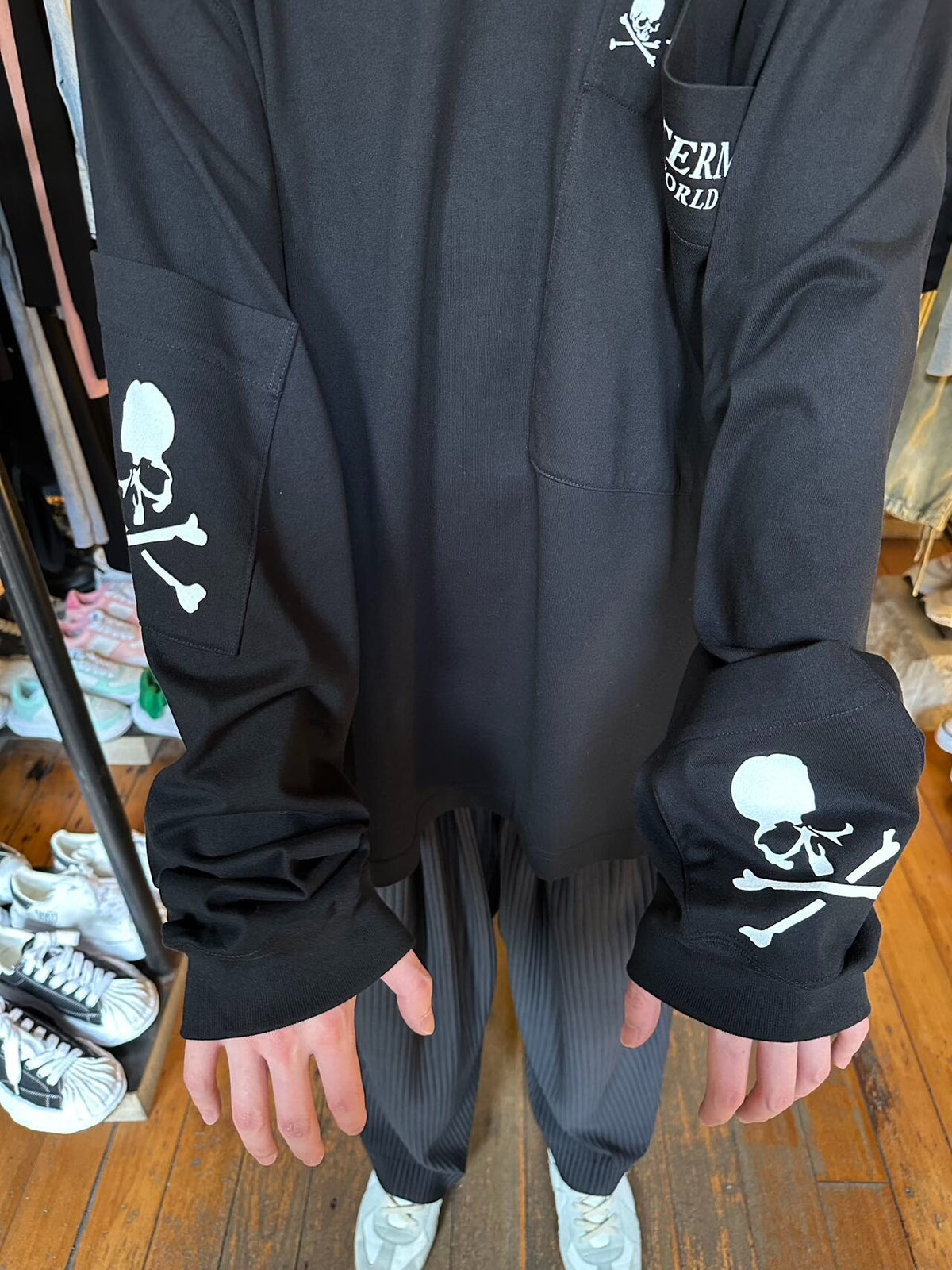Mastermind World FW25 DAYDREAM Black Multi Pocket Cotton Long Sleeve Tee