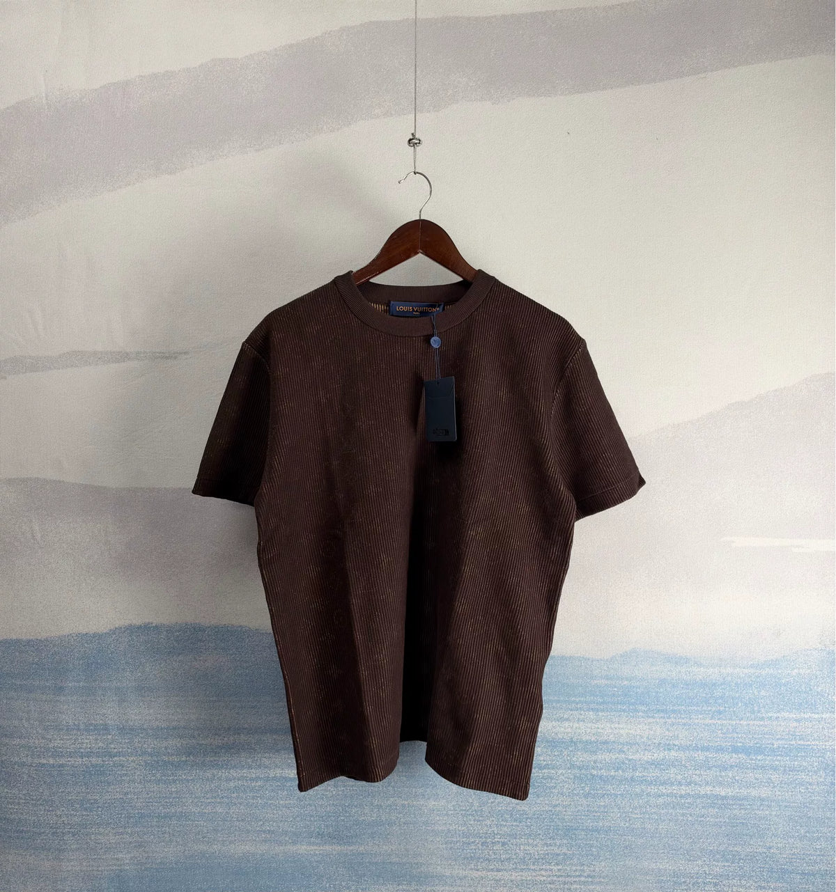 Louis Vuitton FW26 Brown Tonal Monogram Knit Short Sleeve Top