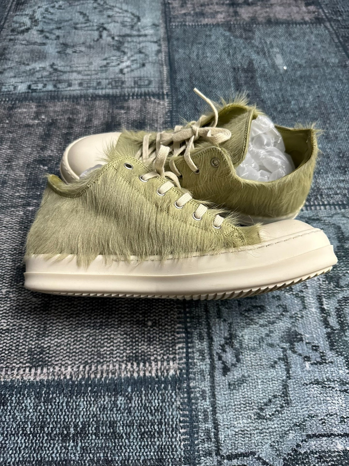Rick Owens mainline green horsehair low-top large Converse style