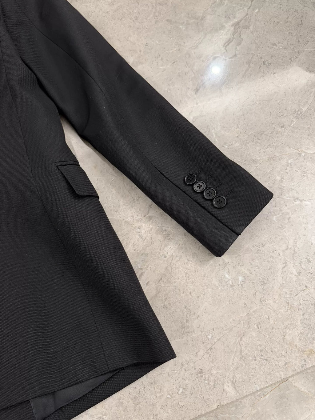 Celine SS20 Black Peak-Lapel Double-Breasted Wool Blazer by Hedi Slimane