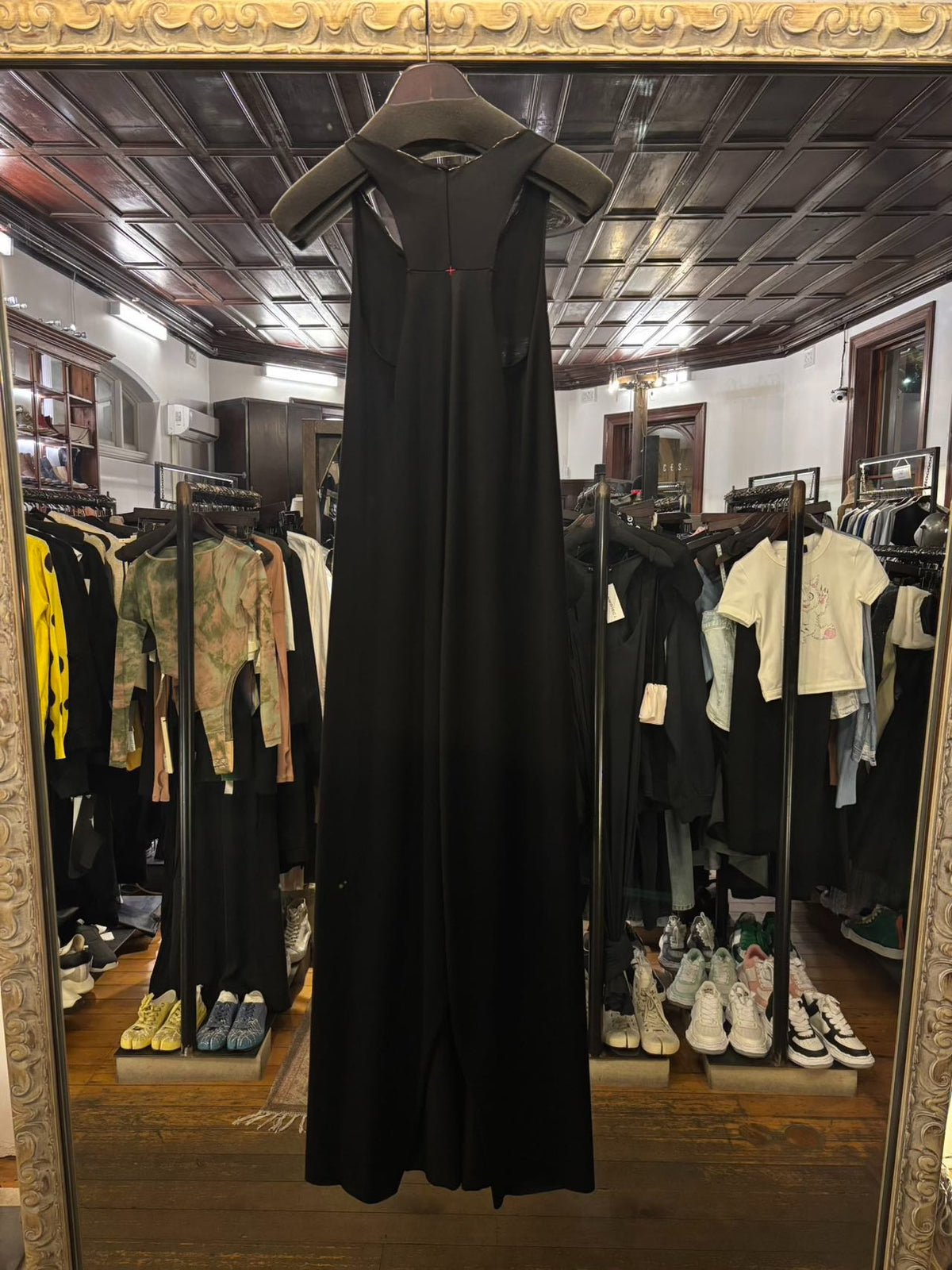 M.A+ SS26 w/silver Black Silver Neck Cotton Dress