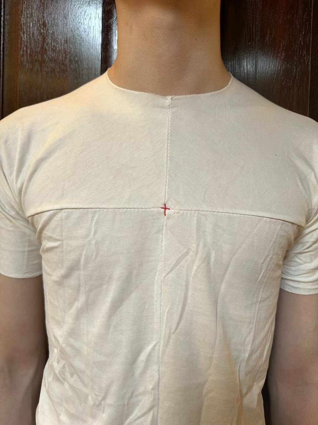 M.A+ FW24 one piece White Cross Cut Cotton Short Sleeve Tee