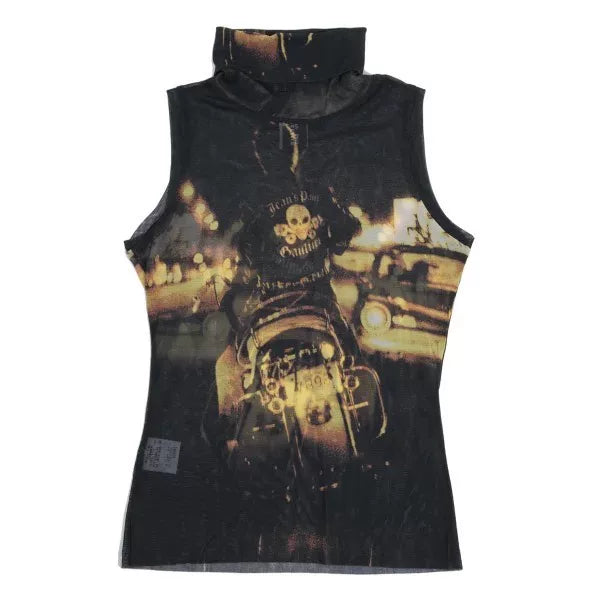 Jean Paul Gaultier Vintage Black Mesh Motorcycle Top
