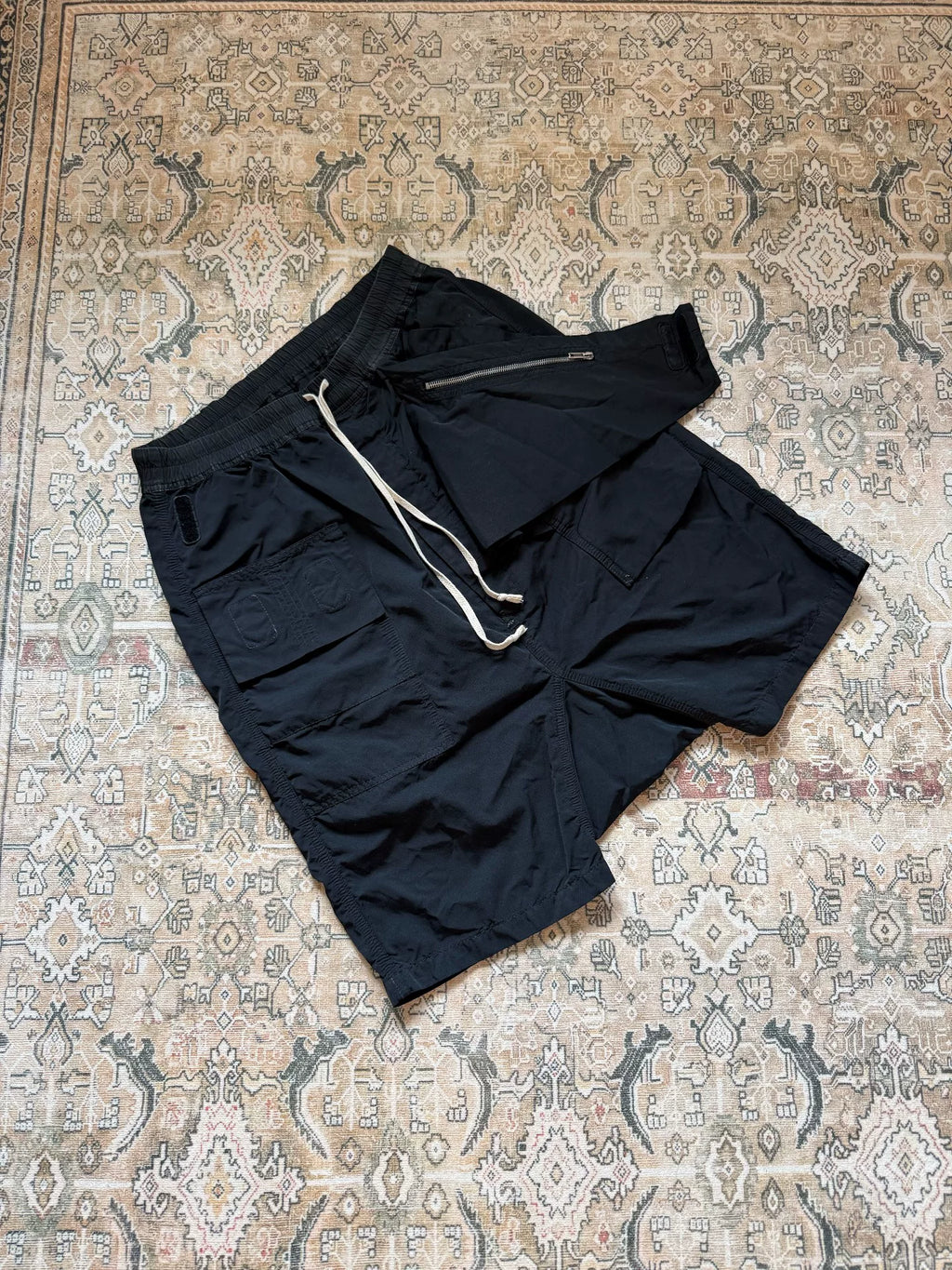 Rick Owens Black Fly-Front Shorts