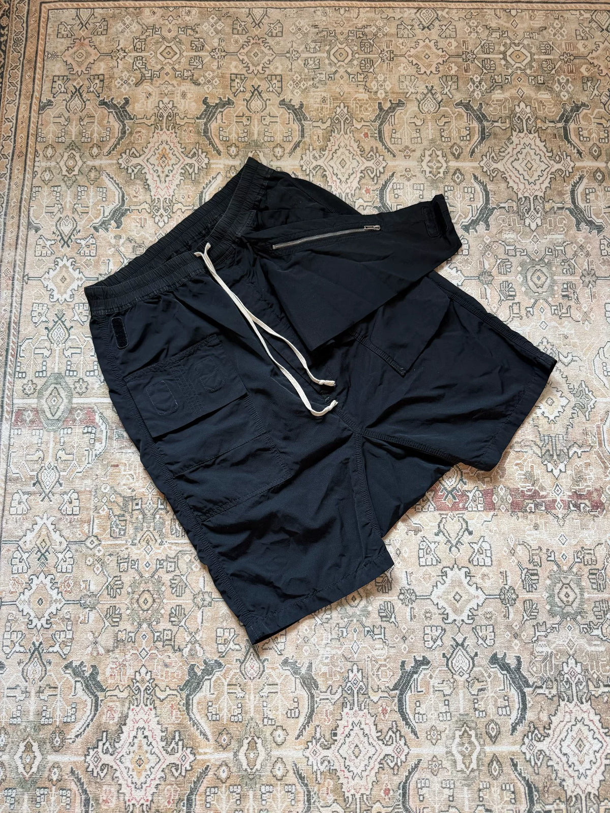 Rick Owens Black Fly-Front Shorts