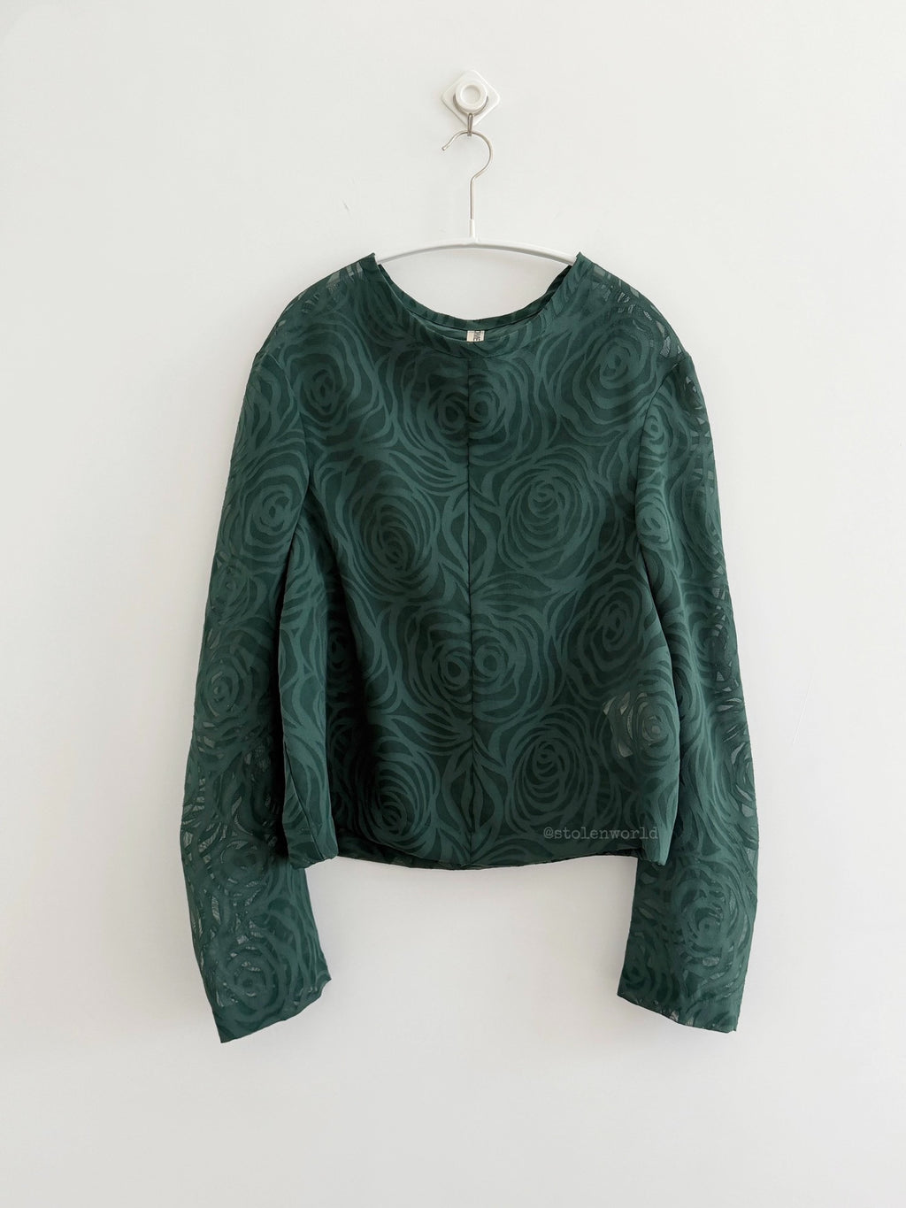 Comme Des Garcons Dark Green Rose Sheer Top - Devines