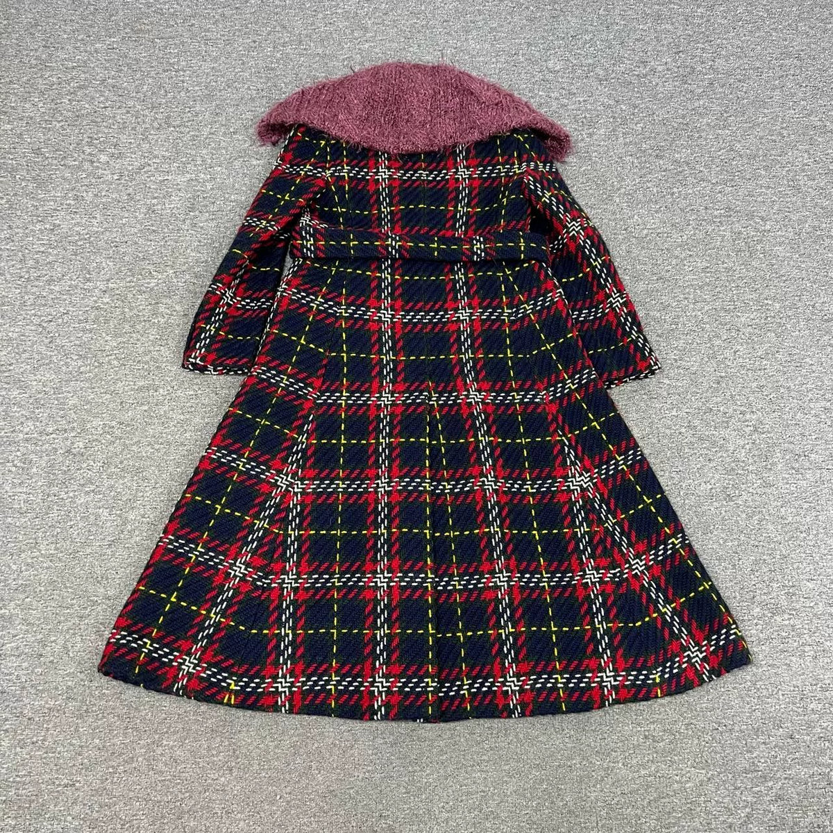 Miu Miu Fur Plaid Coat