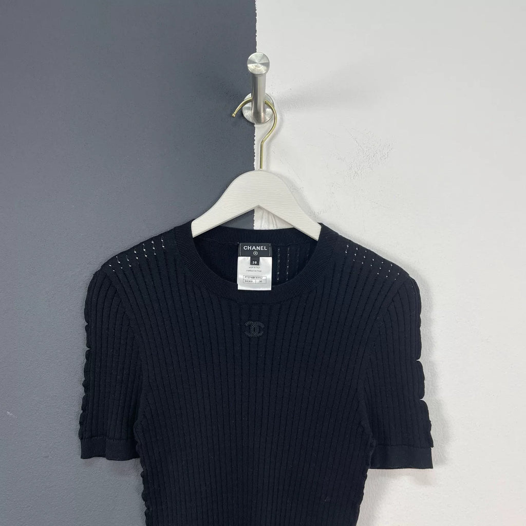 Chanel Short Sleeve Knit Logo Top