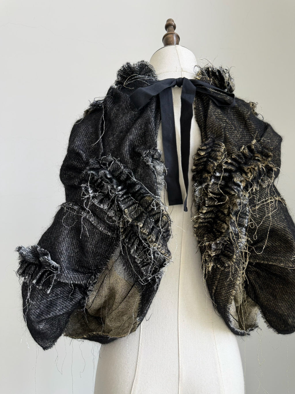 Comme Des Garcons 2008 Black Runway Top Wool Cape