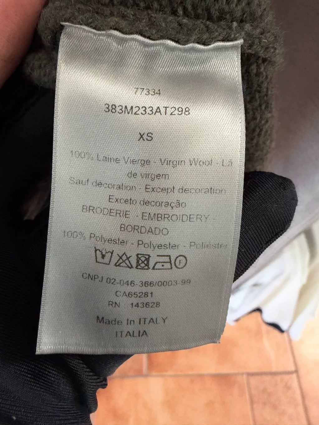 Dior Dark Green Embroidered Logo Wool Cardigan