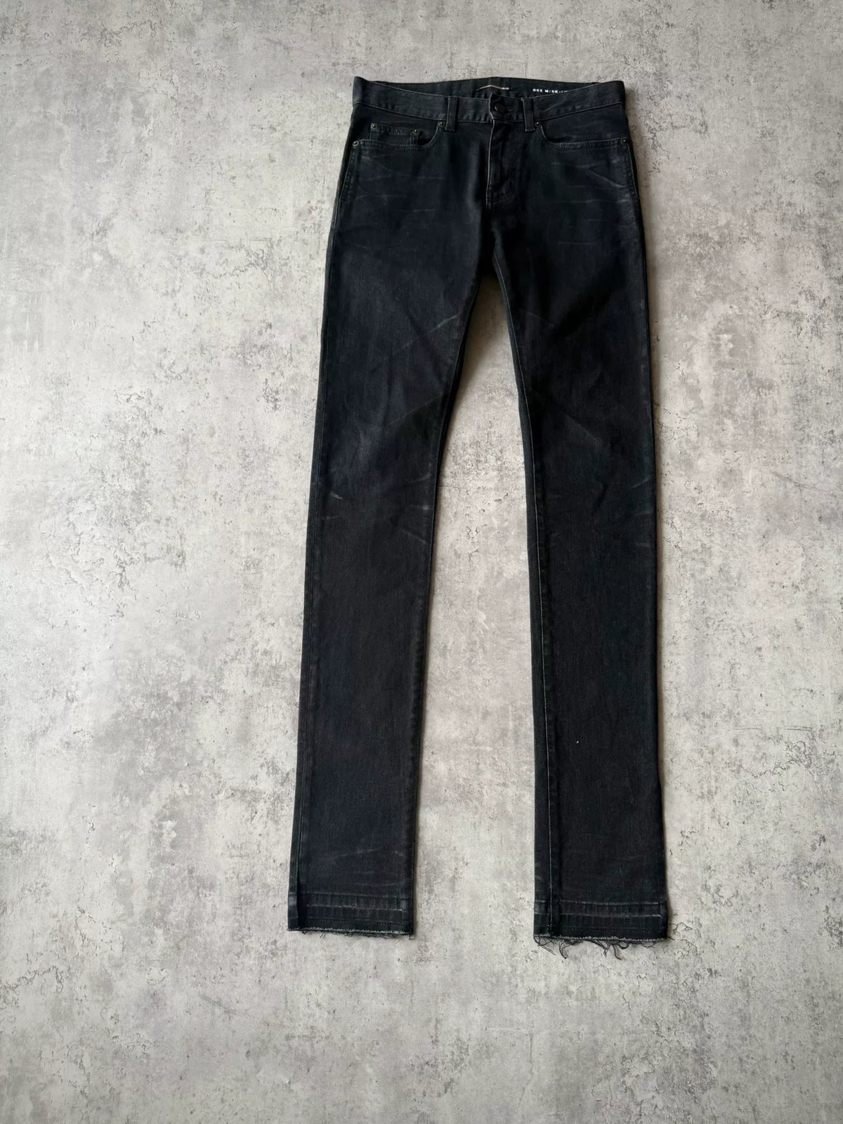 Saint Laurent Paris AW20 Black Washed Ghost Claw Raw Edge Denim Jeans