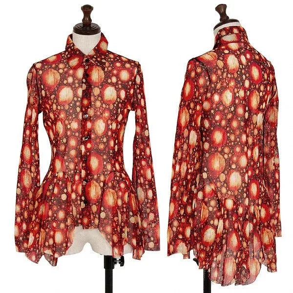 Jean Paul Gaultier Vintage Orange Cell Print Mesh Top