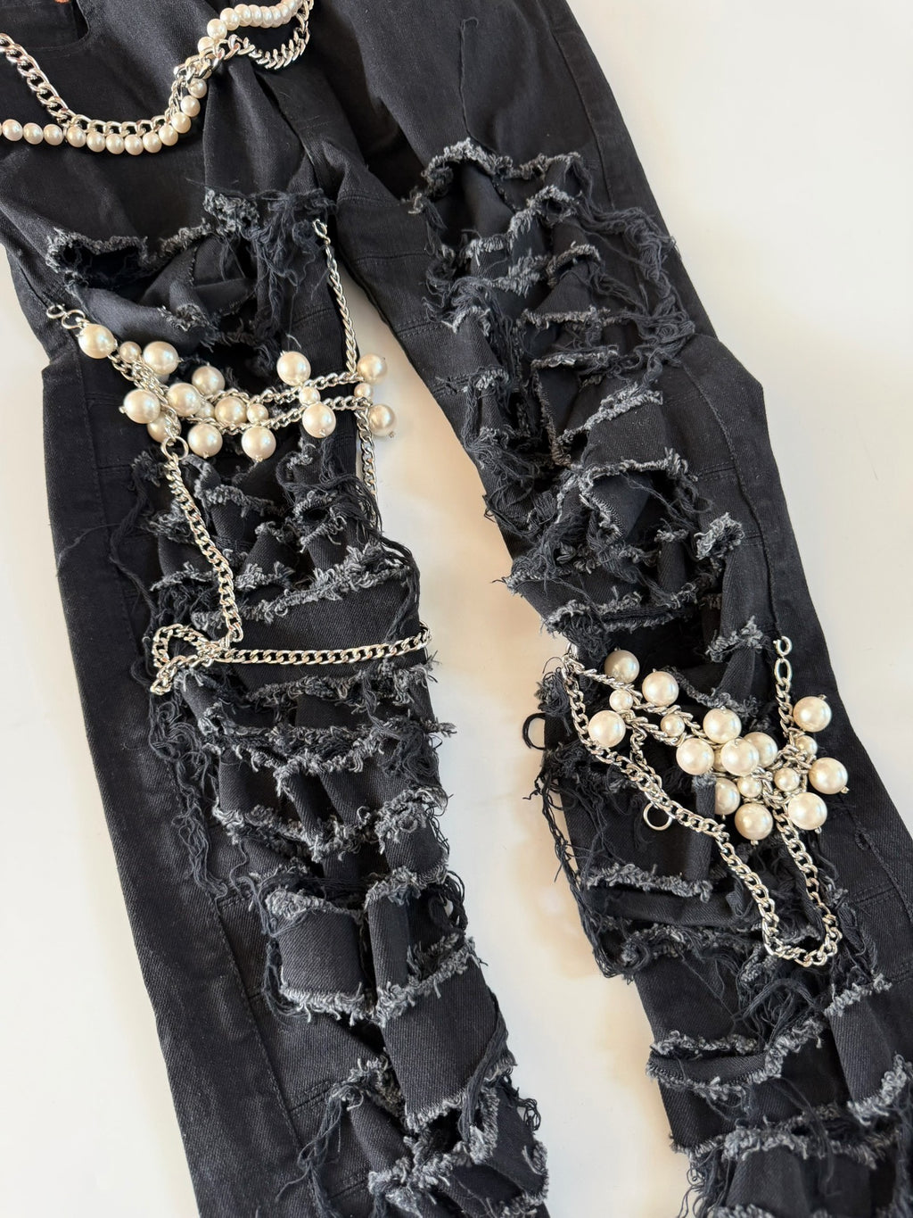 Junya Watanabe 23SS beaded distressed ripped jeans