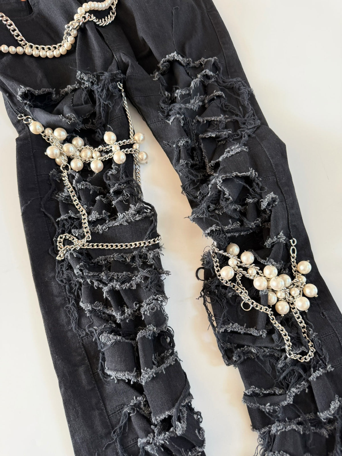 Junya Watanabe 23SS beaded distressed ripped jeans