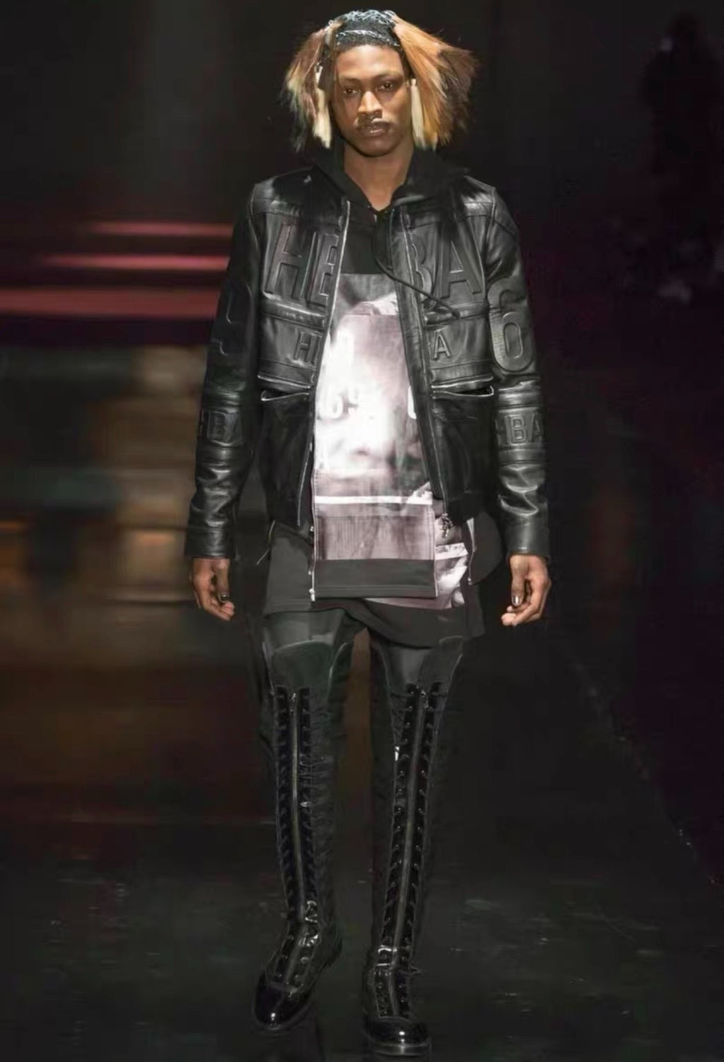 Hood By Air HBA SS15 Shayne Oliver Embossed 69 Print Leather Jacket