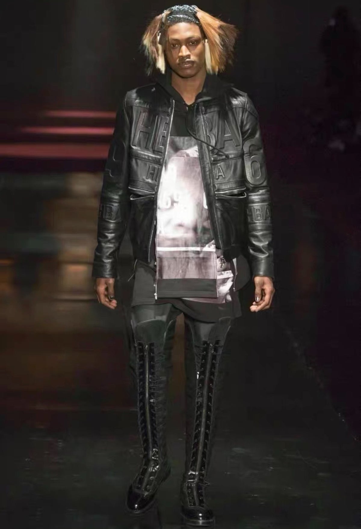 Hood By Air HBA SS15 Shayne Oliver Embossed 69 Print Leather Jacket
