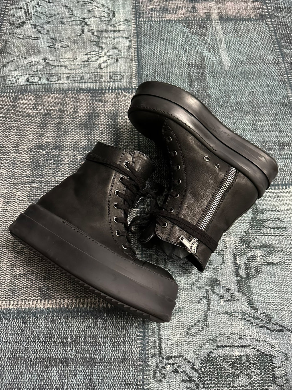 Rick Owens Black High-Top Sneakers