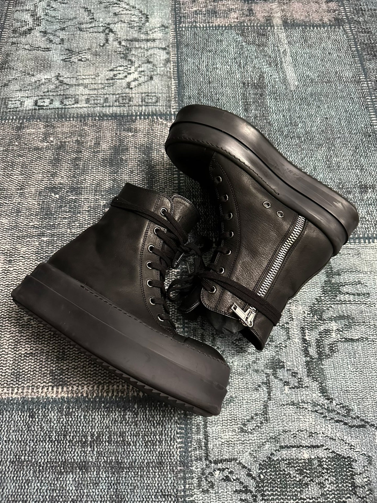 Rick Owens Black High-Top Sneakers