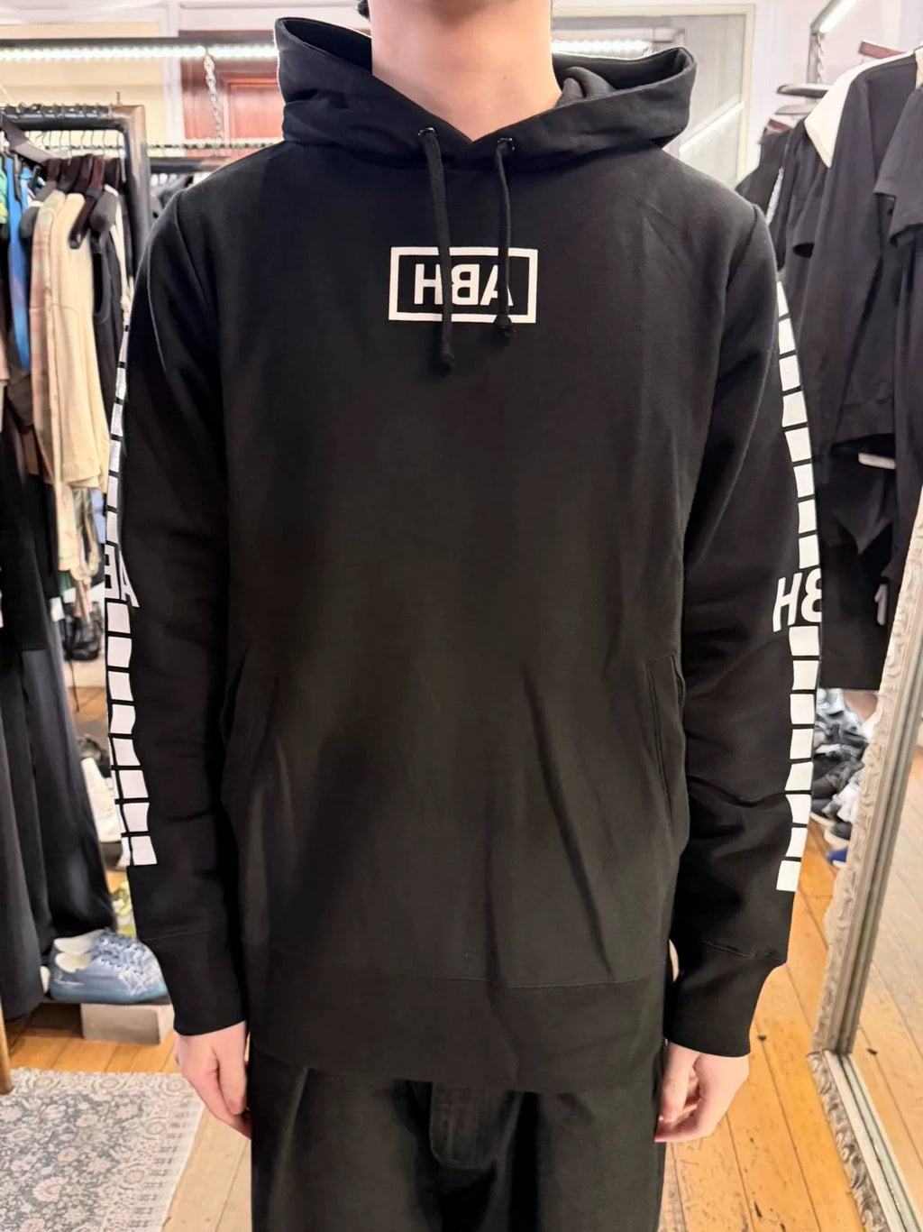 HBA Hood By Air FW15 Black Detroit Print Hooded Sweatshirt
