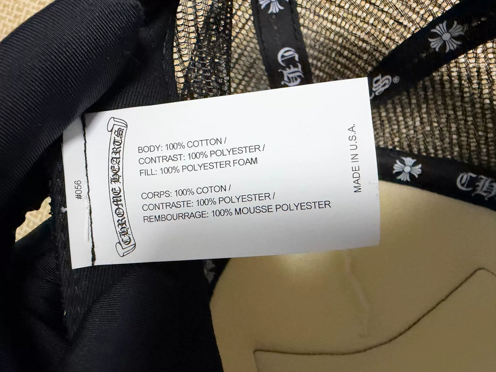 Chrome Hearts Black and White Color Block Mesh Truck Cap
