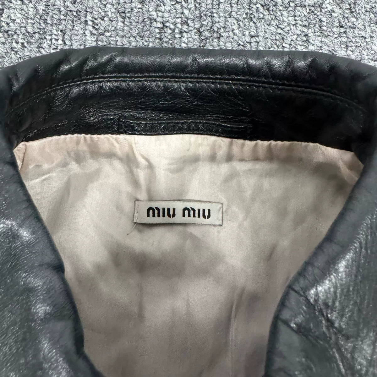 Miu Miu silk lining lamb leather shirt-style dress