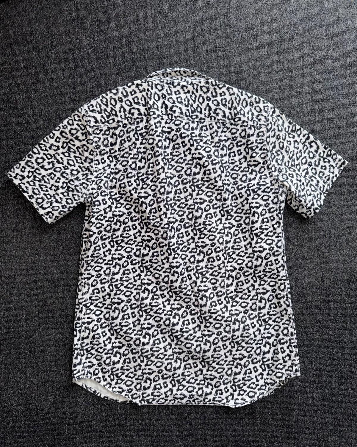 Comme Des Garcons Homme Plus SS13 Black White Leopard Stand-Collar Short-Sleeve Shirt