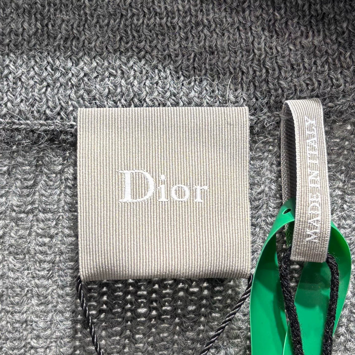 Dior SS26 Grey Embroidered Letter V-Neck Wool Alpaca Knit Sweater