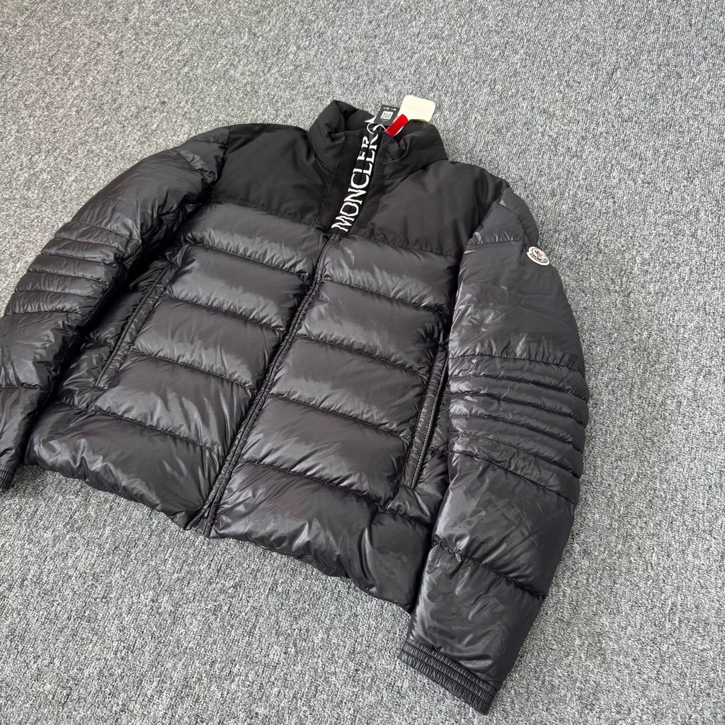Moncler Bruel Logo Panel Stand Collar Down Jacket