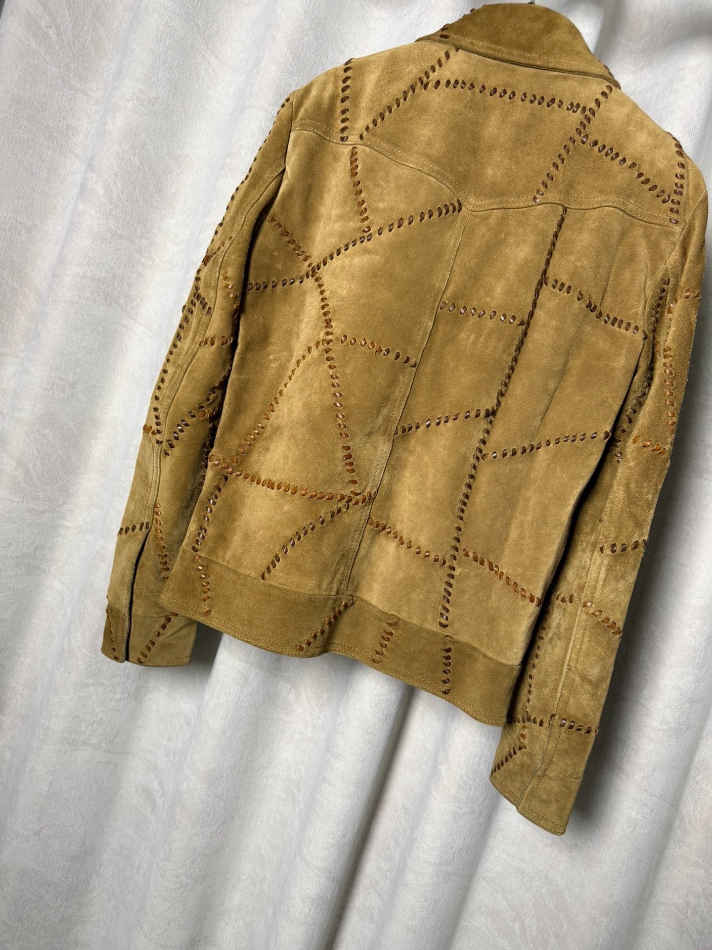 Saint Laurent 18FW Suede Leather Geometric Tied Jacket by Anthony Vaccarello
