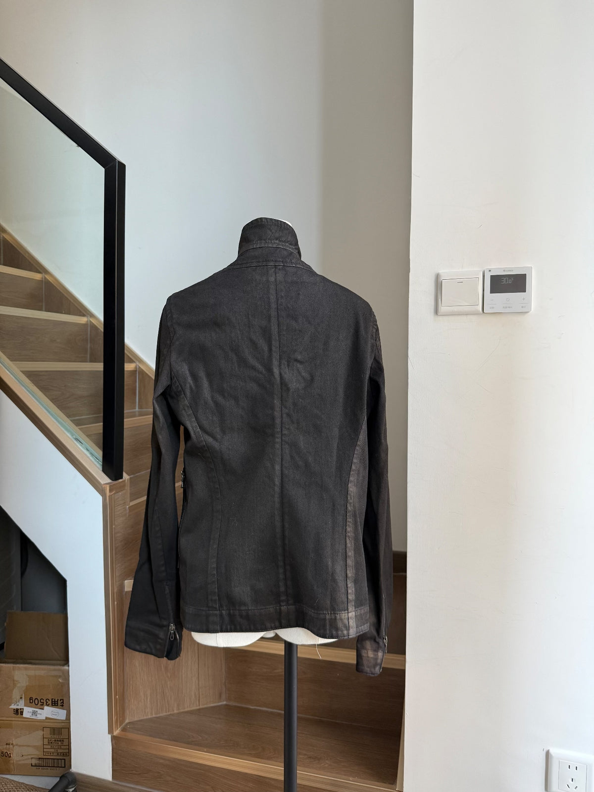 Julius Dark Vanguard Distressed Coated Denim Jacket