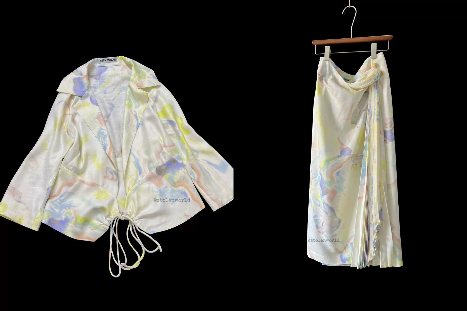 Issey Miyake 06SS Runway Oil Paint Pleated Skirt - Devines