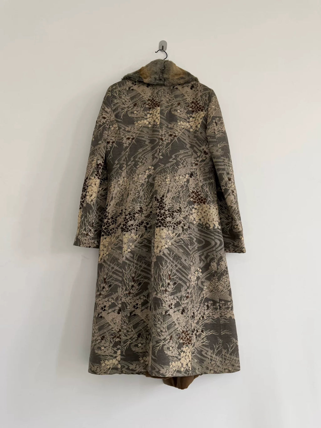 Yohji Yamamoto 80s Fur Collar Brocade Coat