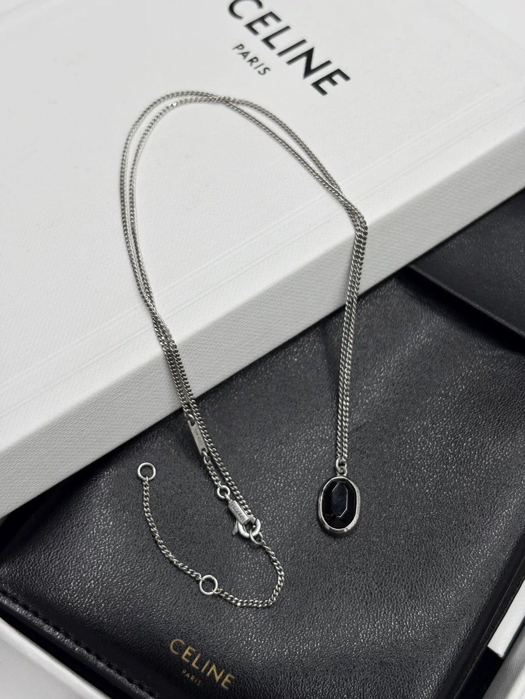 Celine Black Onyx 925 Silver Necklace by Hedi Slimane
