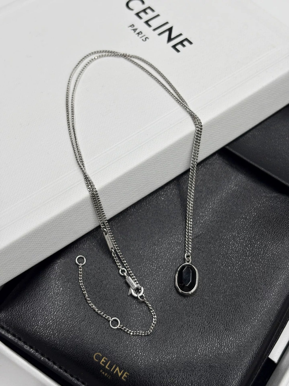 Celine Black Onyx 925 Silver Necklace by Hedi Slimane
