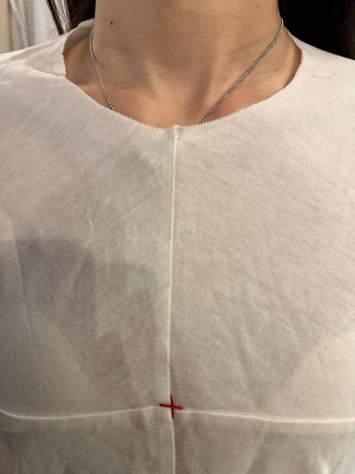 M.A+ SS20 White One Piece Cross-Cut Cotton Long Sleeve Tee