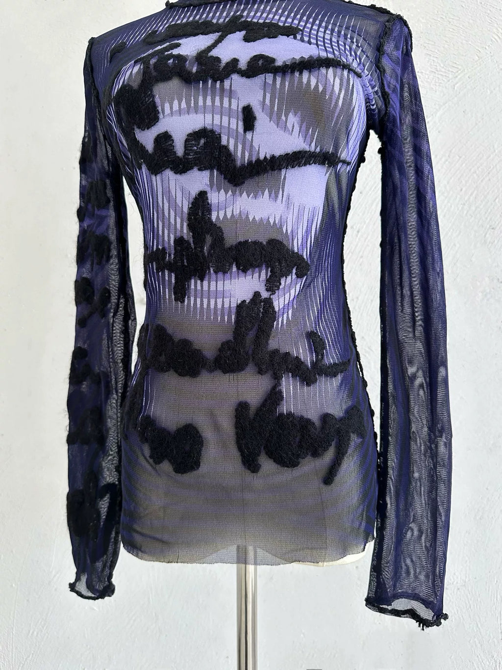 Jean Paul Gaultier vintage letter and figure stretch mesh top