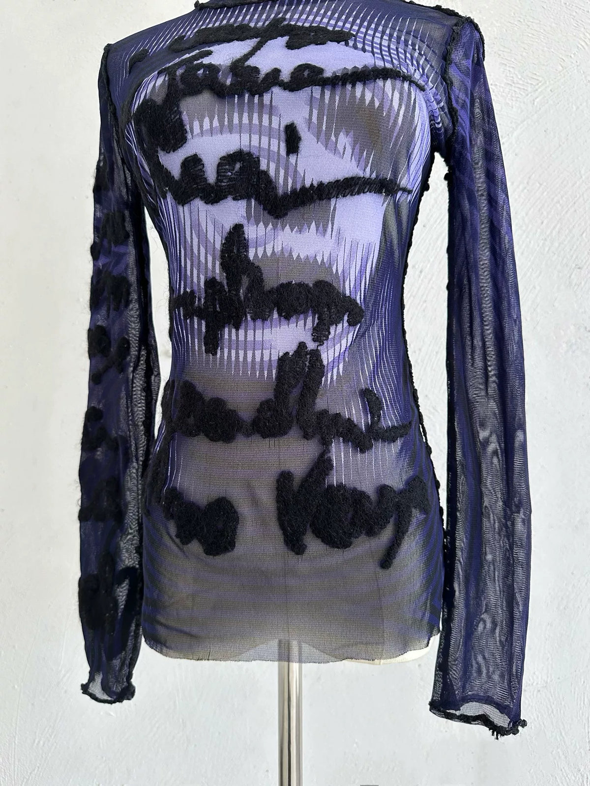 Jean Paul Gaultier vintage letter and figure stretch mesh top