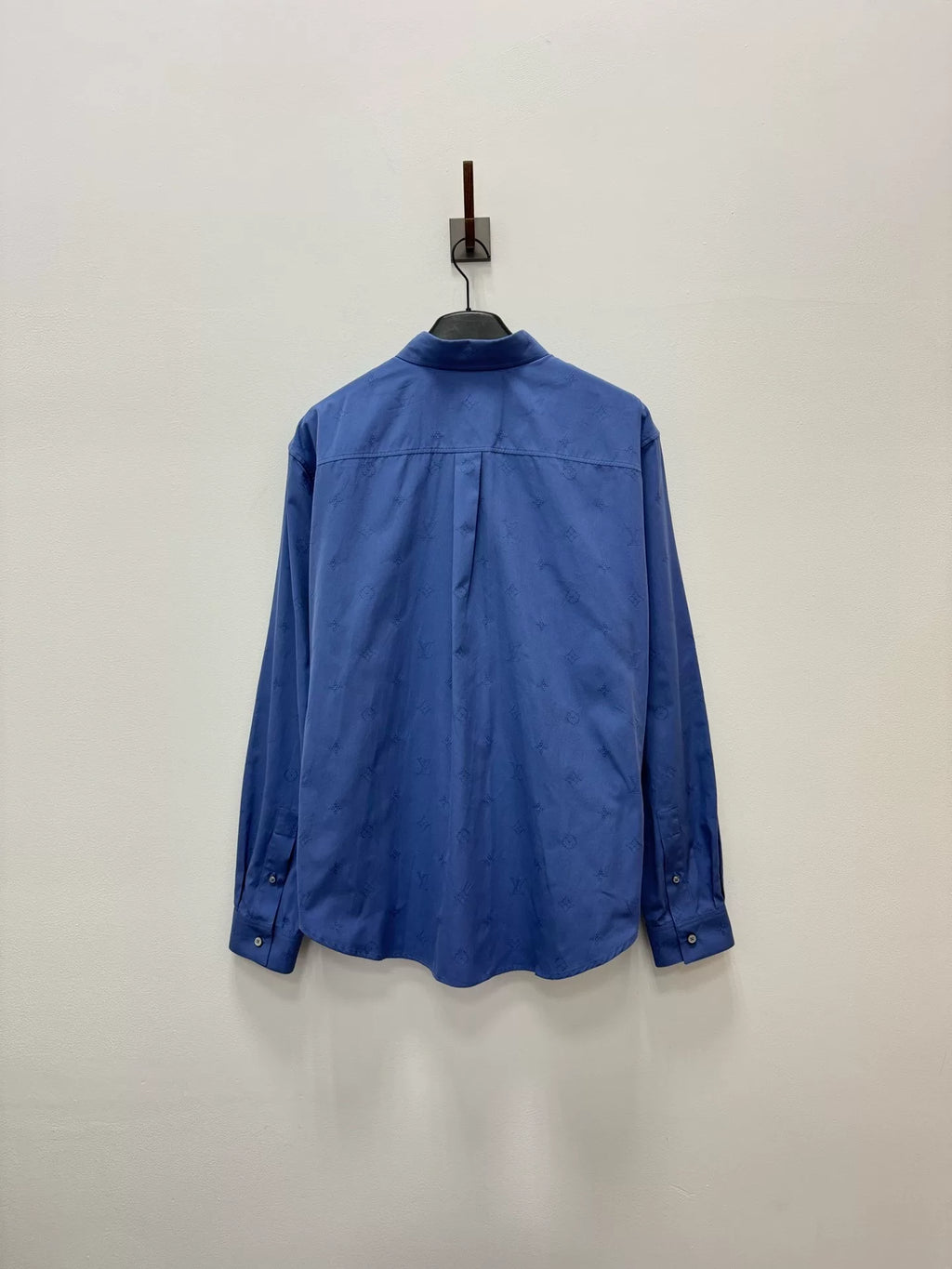 Louis Vuitton FW26 Blue Monogram Embroidered Long Sleeve Shirt