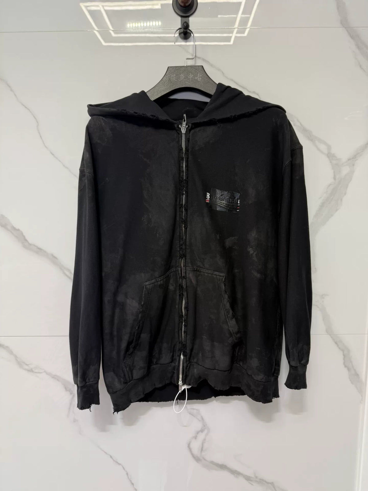 Balenciaga Tape Distressed Zip-Up Sweater