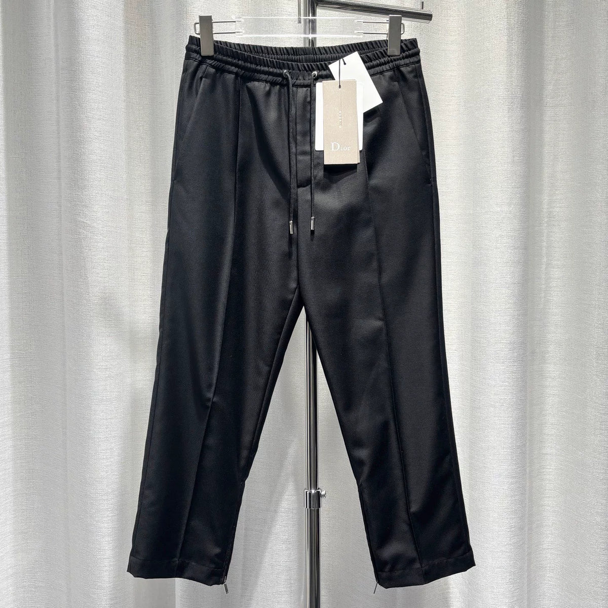 Dior Black Drawstring Wool Trousers