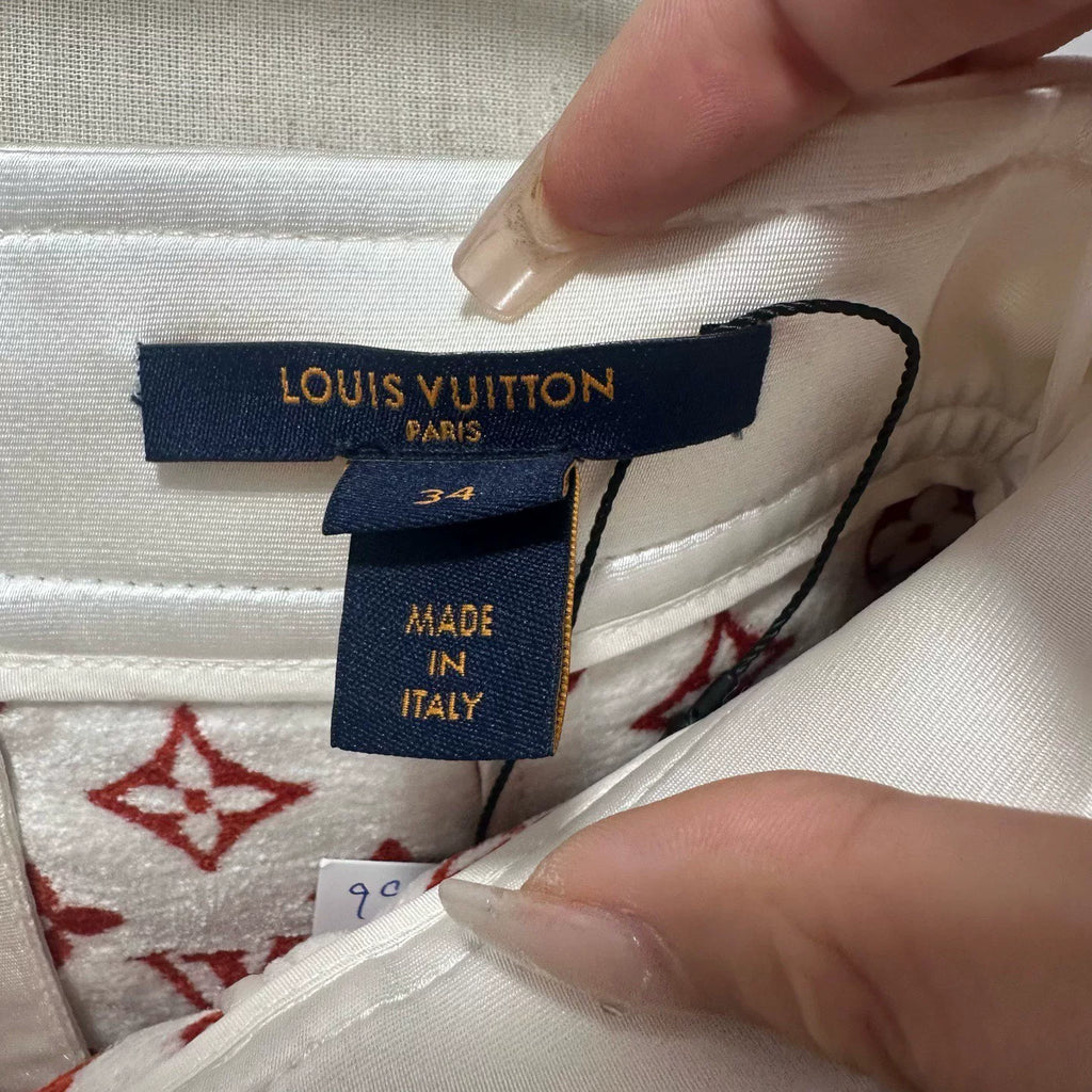 Louis Vuitton White Red All-Over Print Skirt